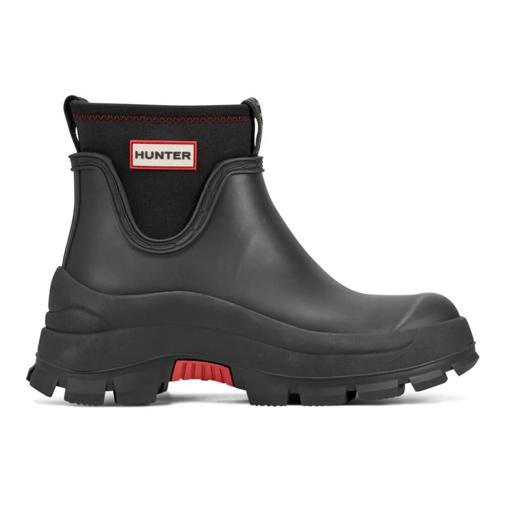 Hunter Women's Eloise Lug Sole Waterproof Neoprene Rain Booties in Black - Picture 6 of 12